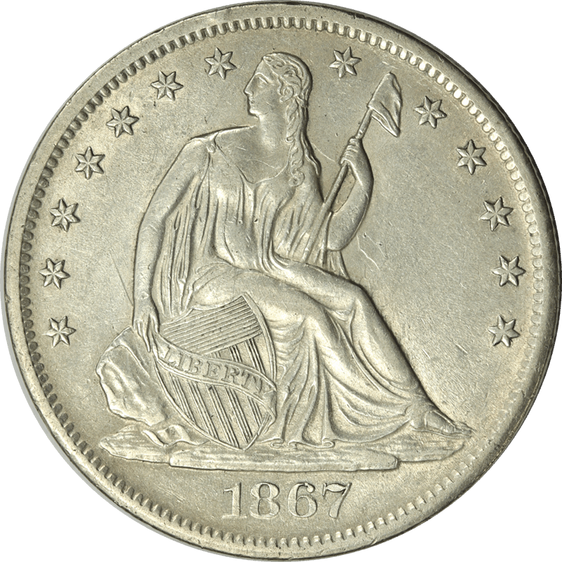 1867-S Seated Liberty Half Dollar, Circulated Extra Fine