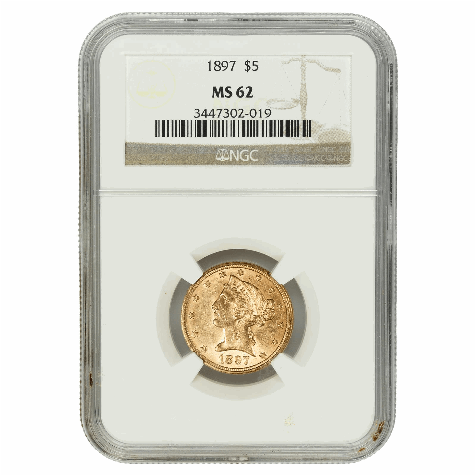 1897 Liberty Head Gold Half Eagle $5 NGC MS 62