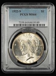 1922 S $1 PCGS  MS64