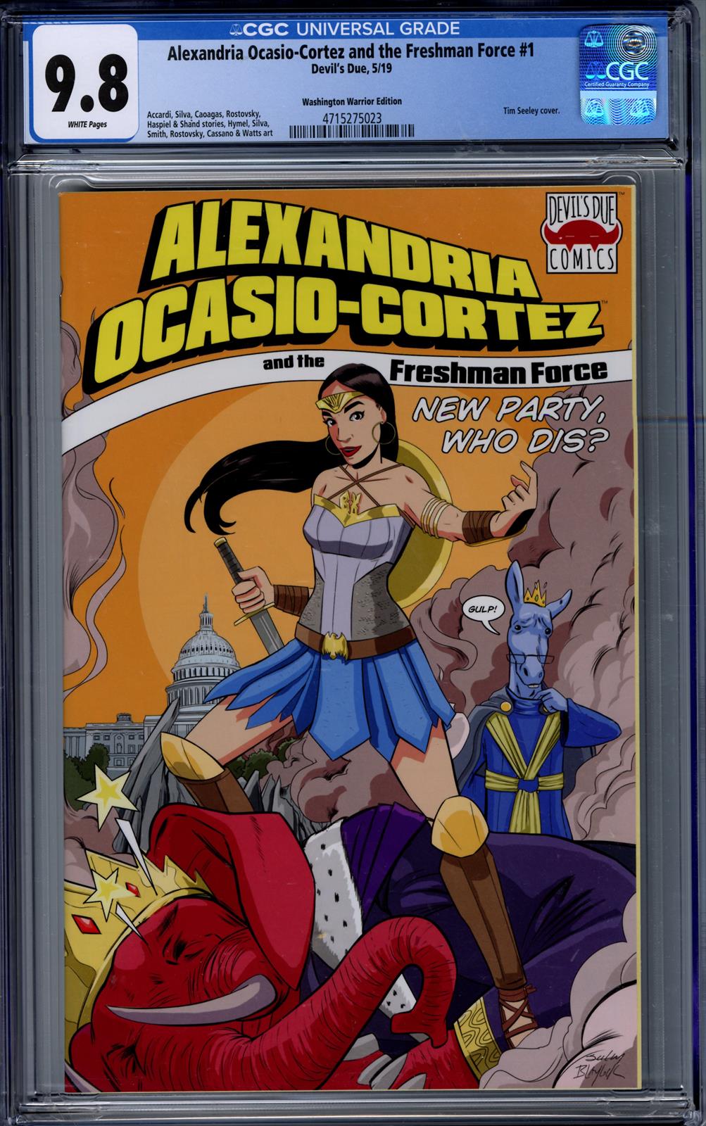 Alexandria Ocasio Cortez and The Freshman Force #1 CGC 9.8 (Devils Due, 2019) Washington Warrior Edition 