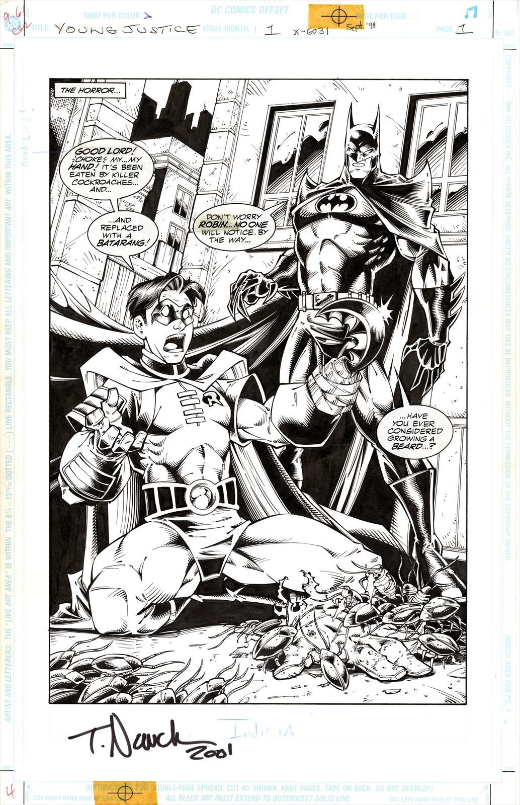 Young Justice #1, Page 1 Artist:  Todd Nauck (Penciller) Media Type: Pen and Ink Art Type: Interior Page 