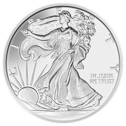 TUBE - 1 OZ WALKING LIBERTY SILVER  JESUS ROUND (20 ROUNDS +1 TUBE) 