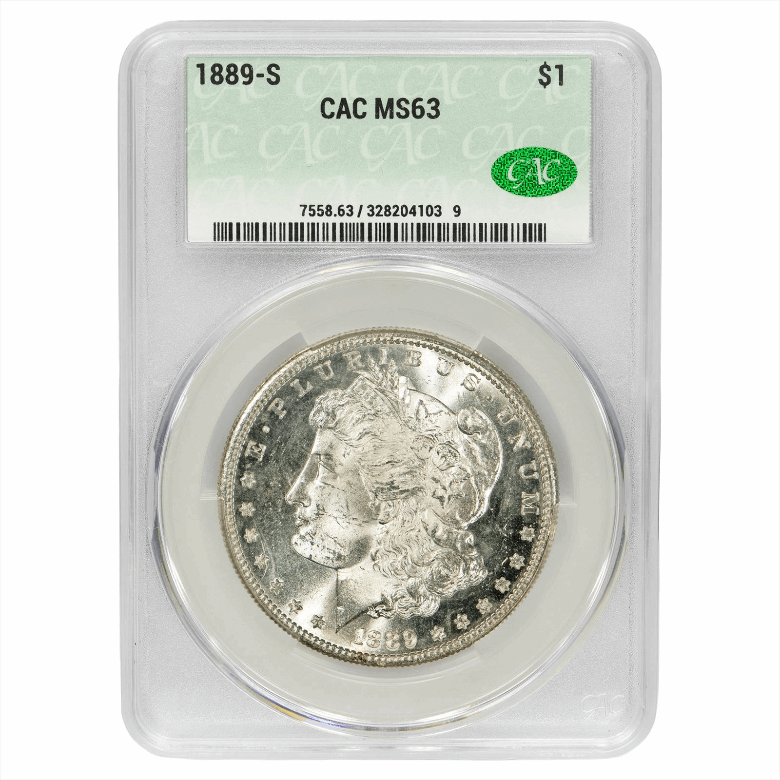 1889-S Morgan Silver Dollar $1 CACG MS 63 CAC