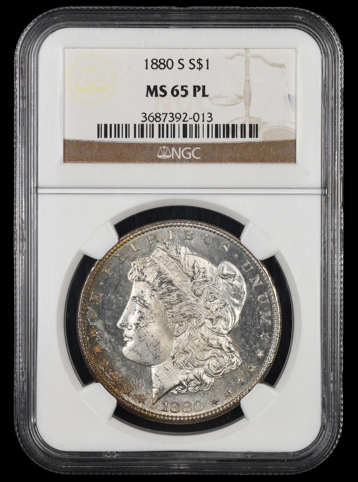 1880 S $1 NGC MS65PL