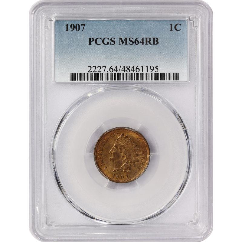 1907 1C Indian Head Cent, RB PCGS RB MS 64 - Lusterous Surface and Lovely Color