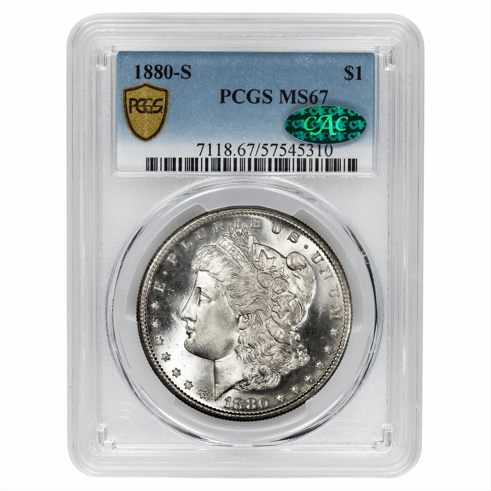 1880-S Morgan Silver Dollar $1 PCGS MS 67 CAC