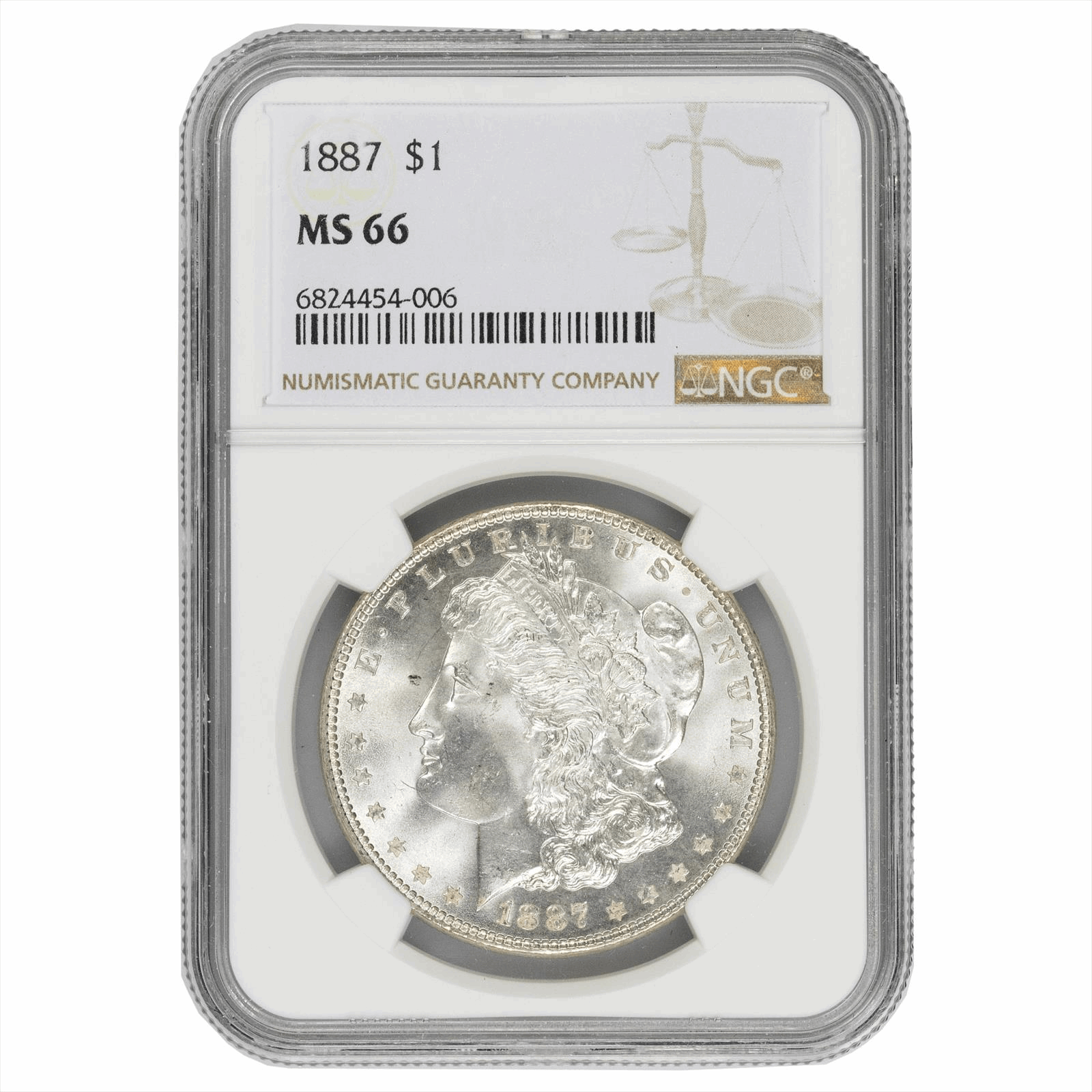 1887 MORGAN DOLLAR $1 NGC MS 66 