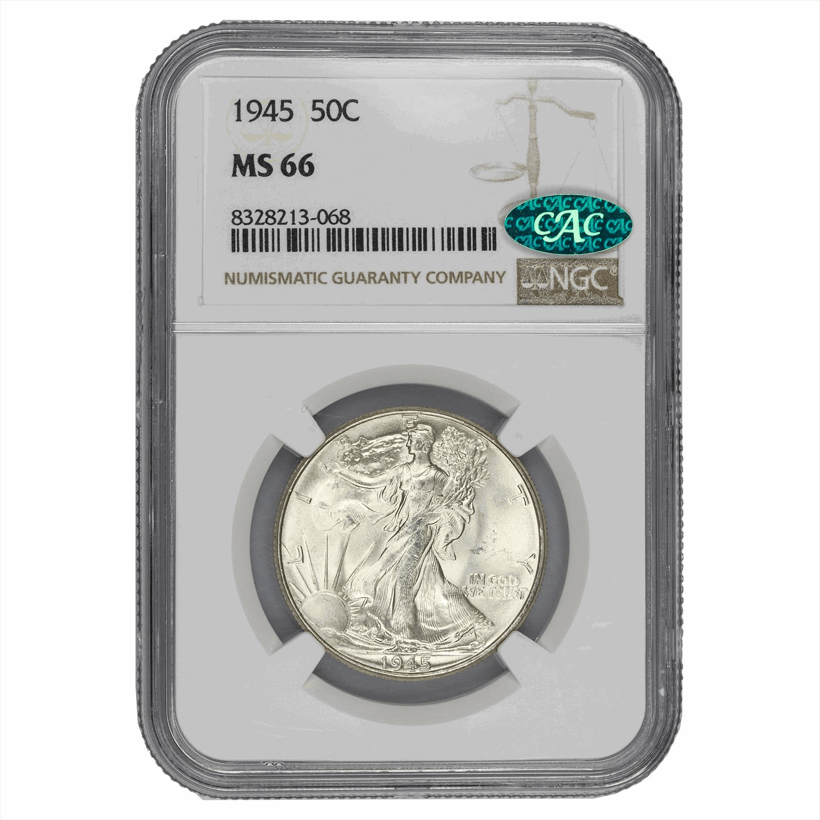 1945 Walking Liberty Half Dollar 50C NGC MS 66 CAC