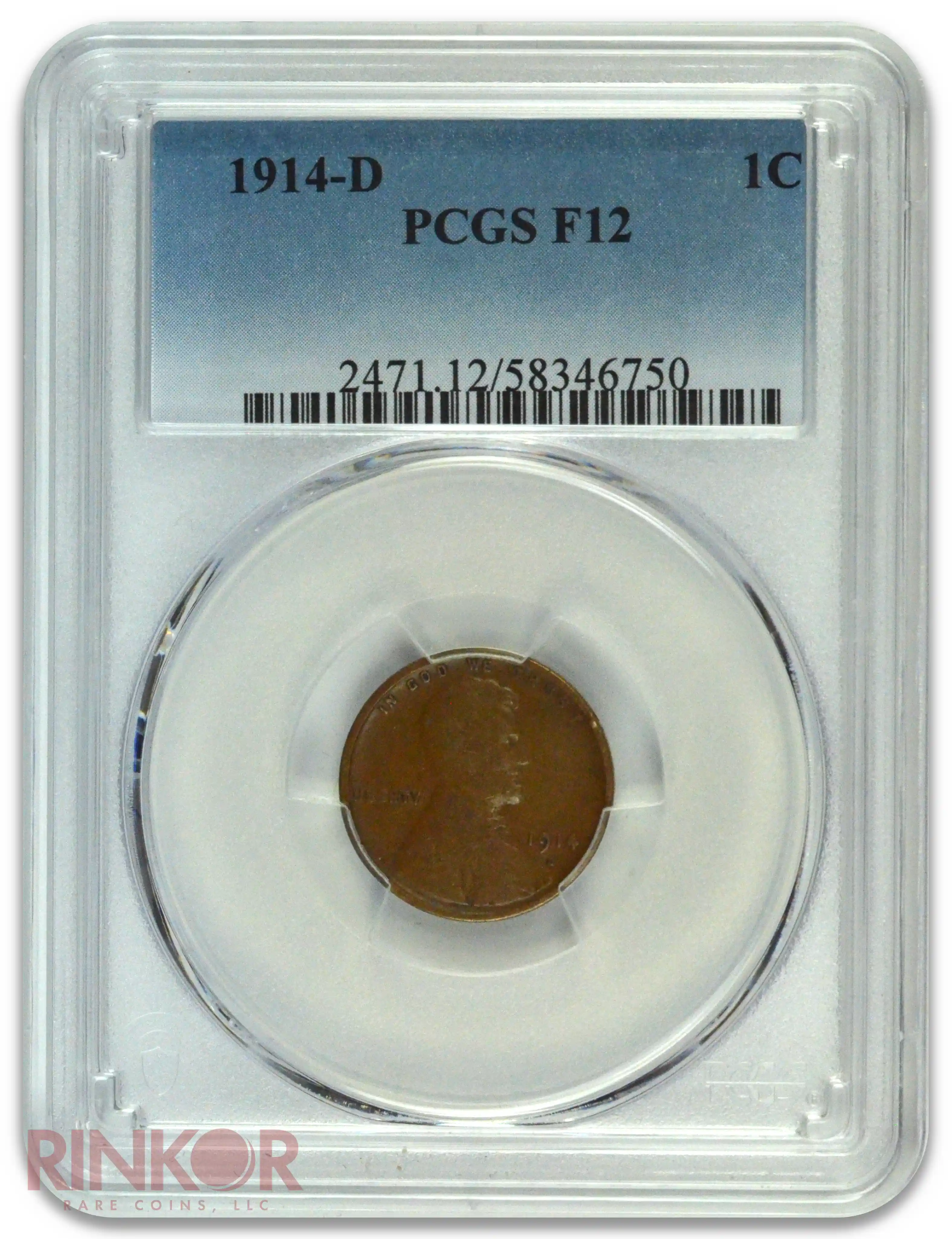 1914-D 1C Lincoln Wheat Cent PCGS F-12