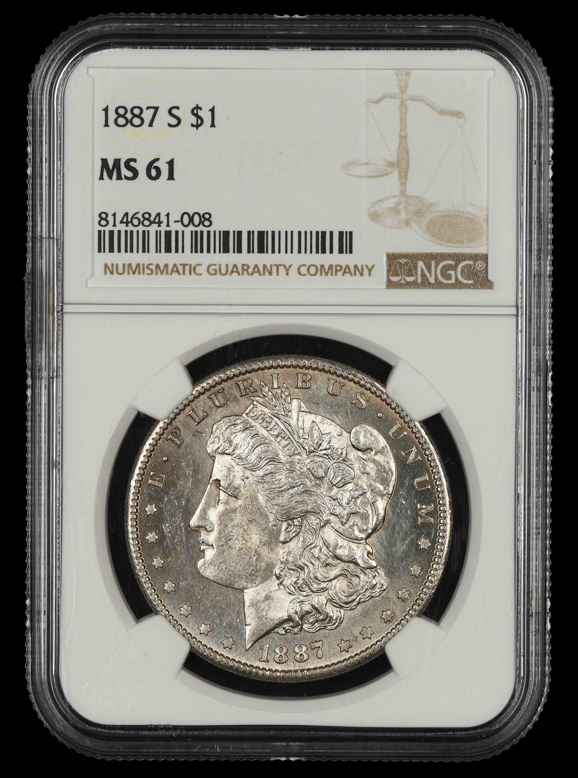 1887 S $1 NGC MS 61