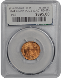 1944 Lincoln PCGS (CAC) RD 67+