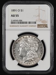 1891 O $1 NGC AU55 AU55