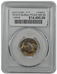 1919-D Buffalo PCGS MS 66
