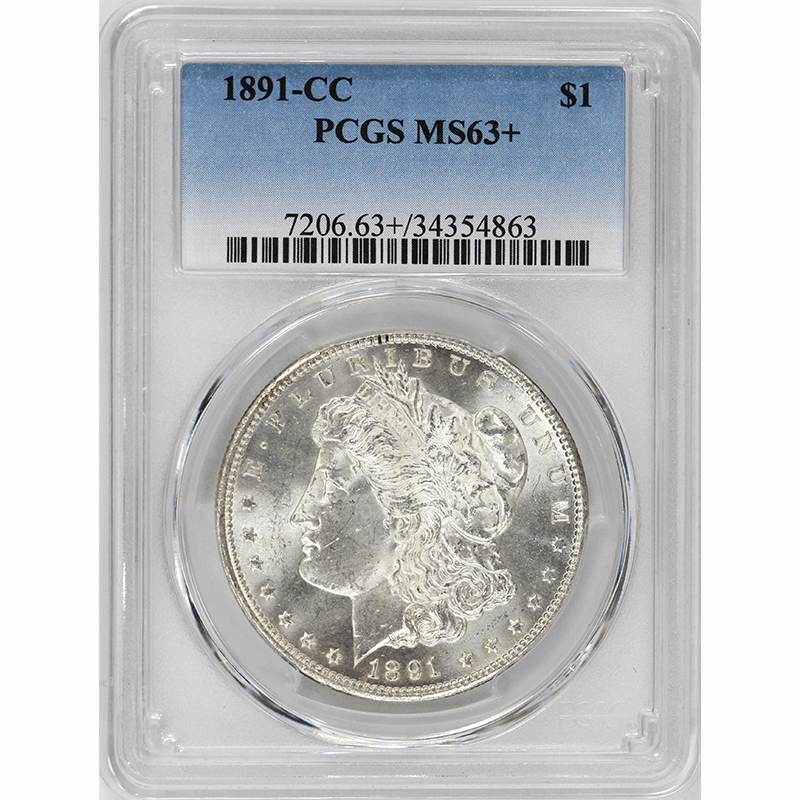 1891-CC $1 Morgan Silver Dollar - PCGS MS63+ - Blast White - Better Date