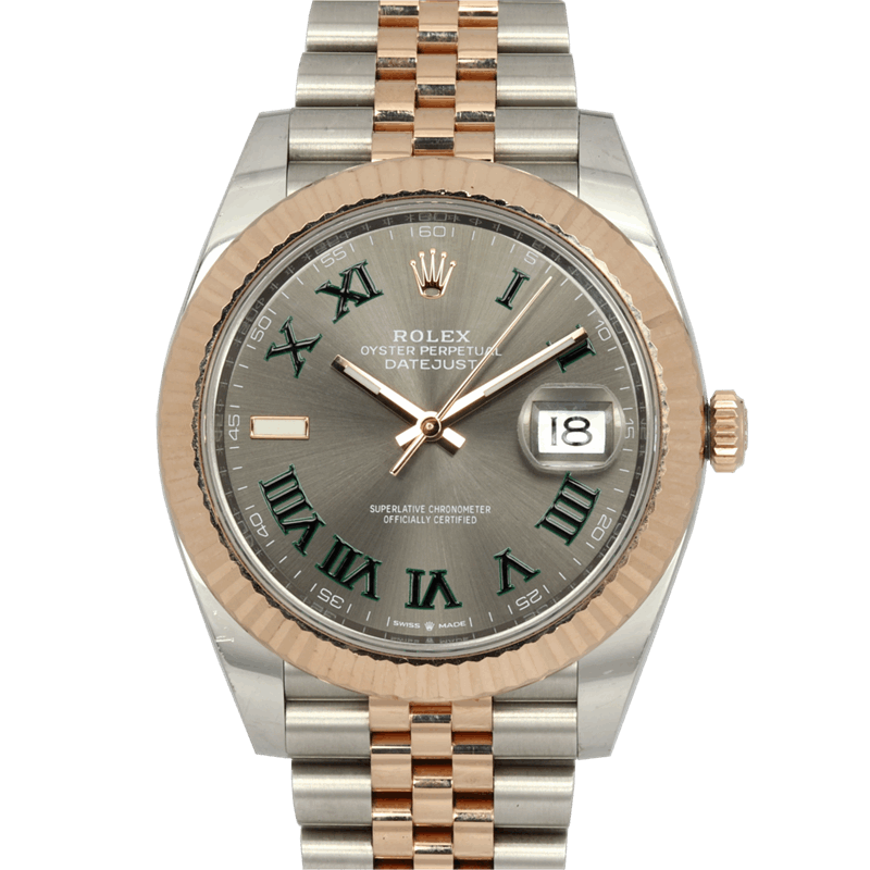 Rolex 41mm Datejust Wimbledon Two Tone Stainless & 18k Rose Gold Jubilee Watch Only - 126331 