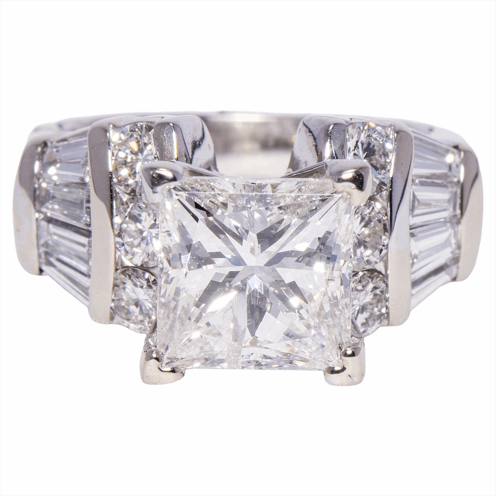 3.3ct 14kt White Gold Womens Engagement Ring with Princess Cut Center Stone 