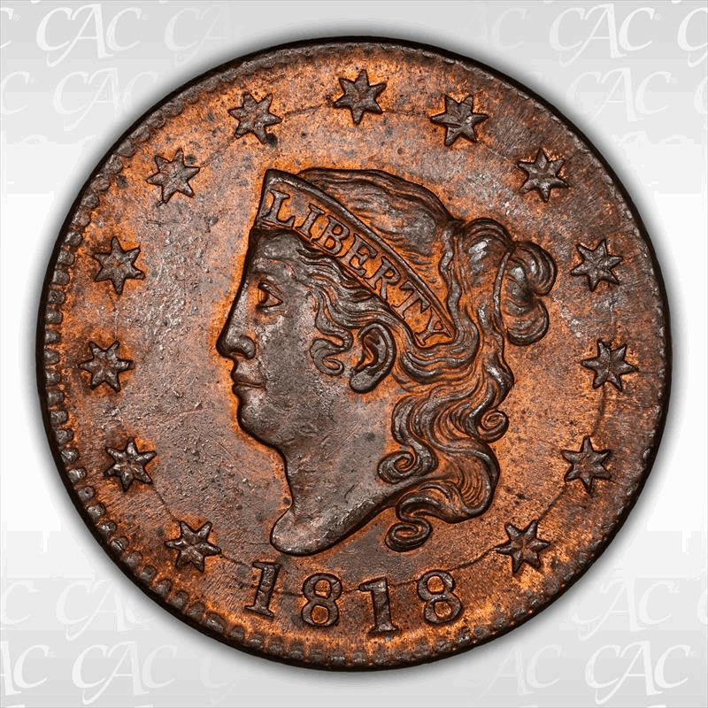 1818 1c CACG MS 62 RB