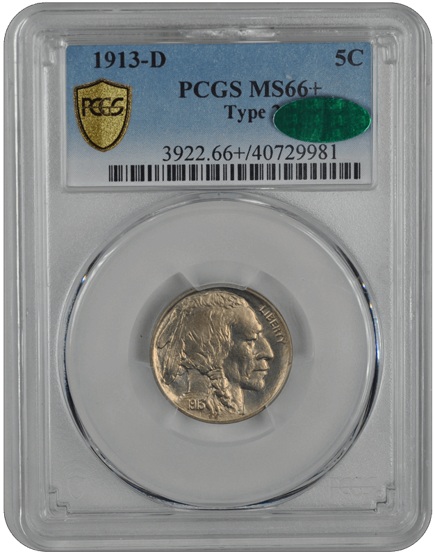 1913-D  Type 2 Buffalo PCGS CAC MS 66+