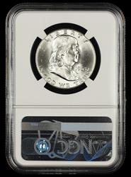 1963 D 50C Mint Error Reverse Struck Thru Bill Fivaz Signature Label NGC MS 65