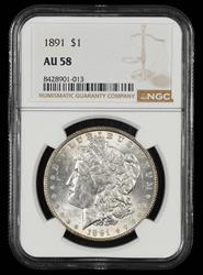 1891 $1 NGC AU-58