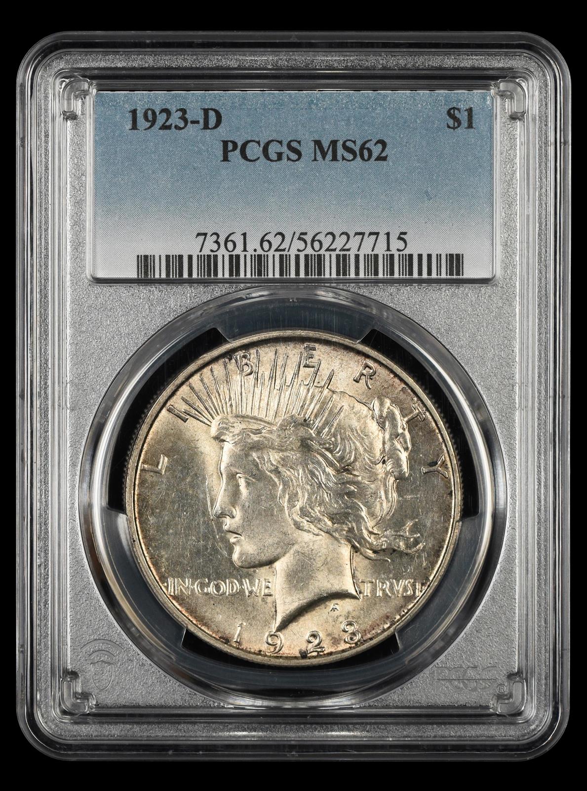 1923 D $1 NGC  MS 62