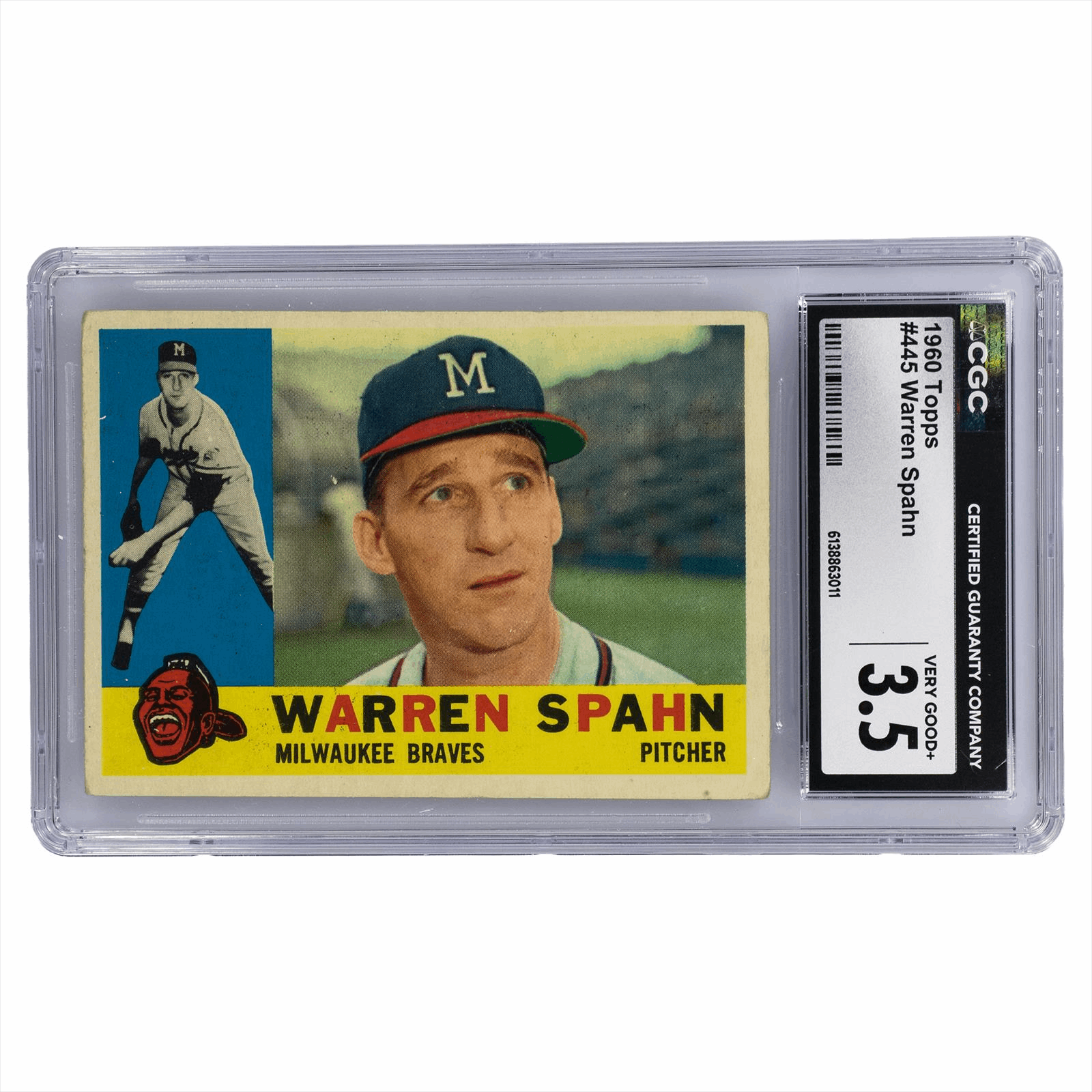 1960 Topps Warren Spahn #445 CGC VG+ 3.5