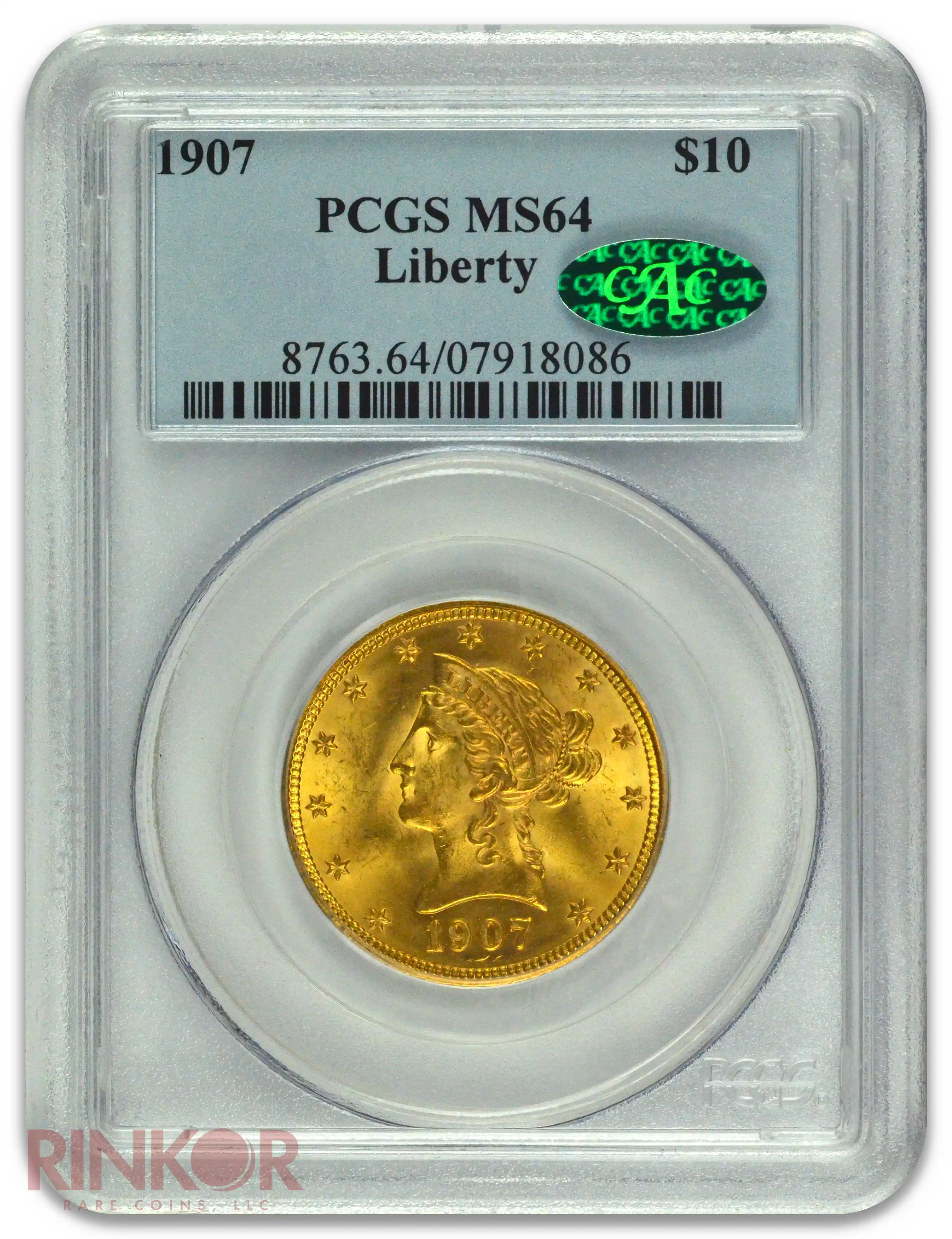 1907 $10 Liberty Head PCGS MS 64