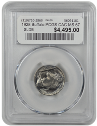 1928 Buffalo PCGS CAC MS 67