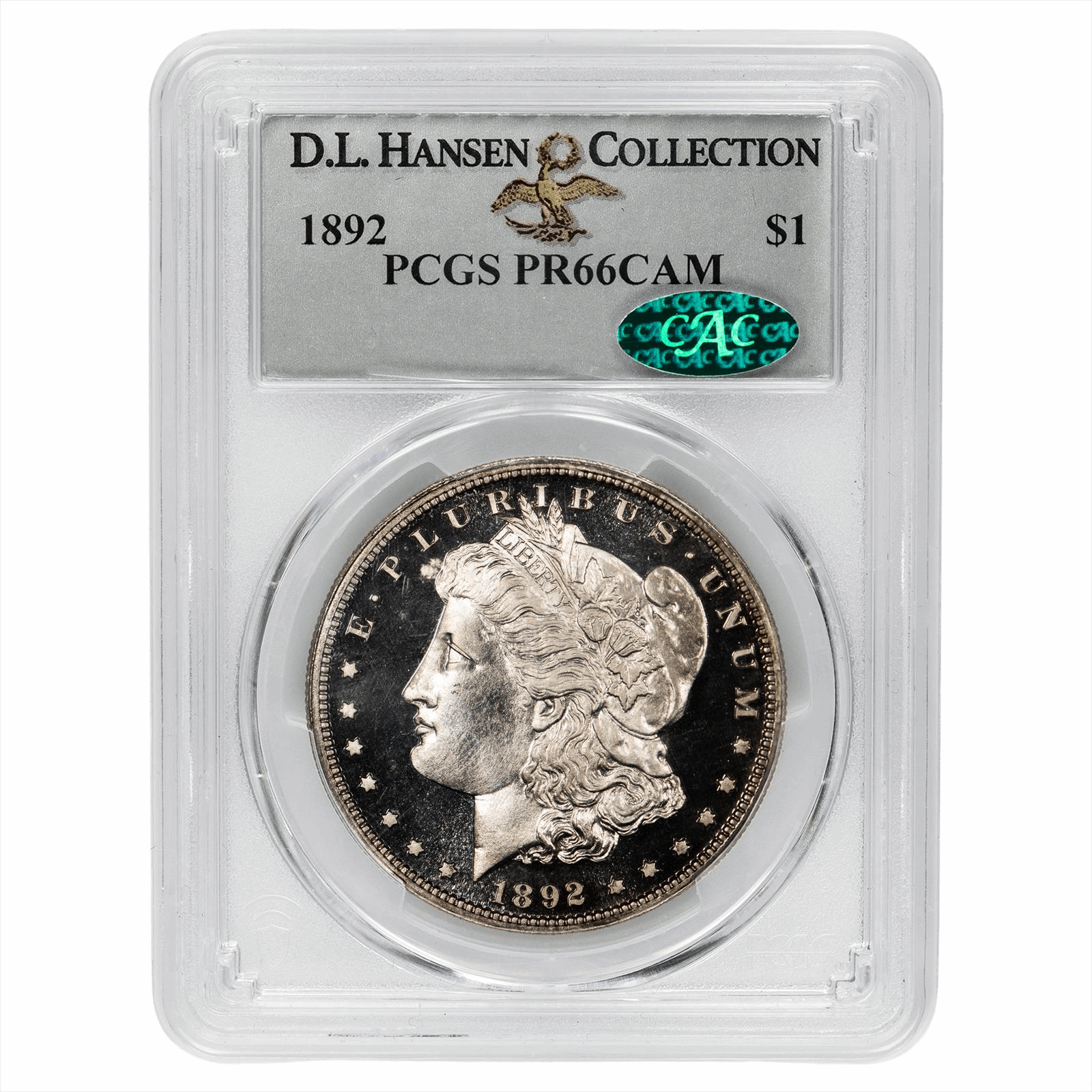 1892 Morgan Silver Dollar $1, PCGS PR 66 CAM CAC - DL Hansen Collection 