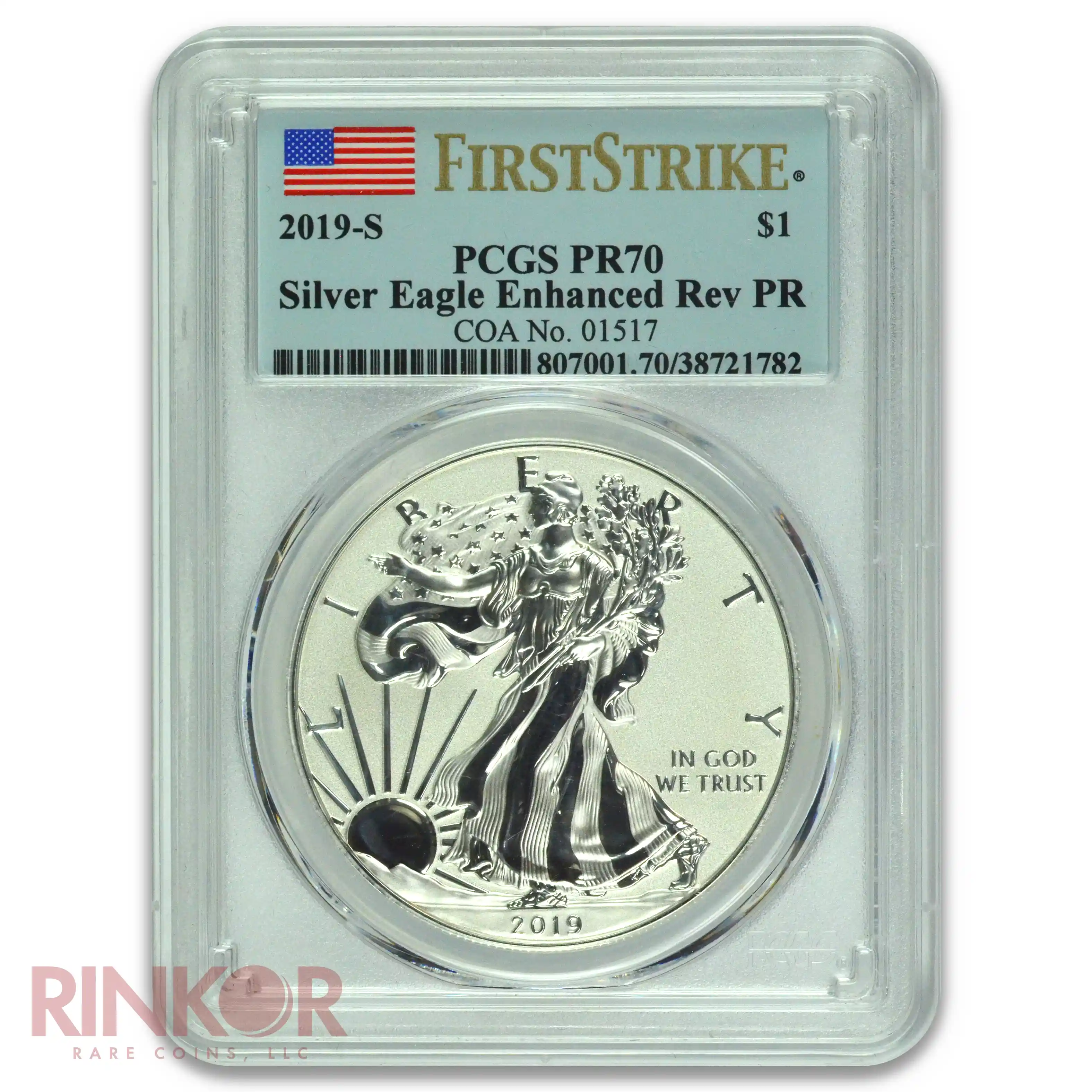 2019-S $1 Silver Eagle Enhanced Reverse Proof First Strike PCGS PR 70 