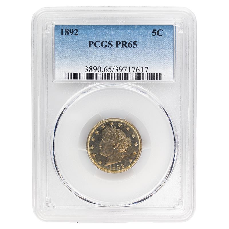 1892 Liberty V Nickel, 5C PCGS PR 65 