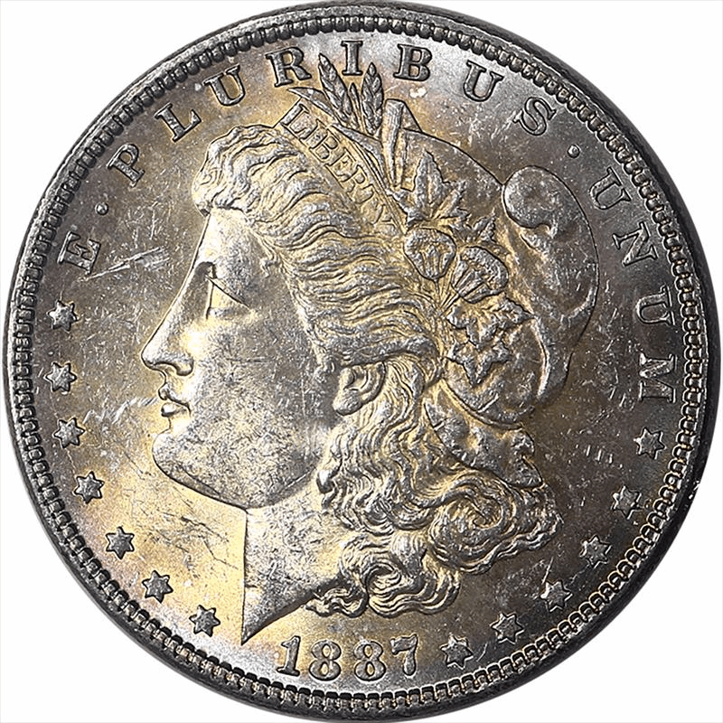1887 Morgan Silver Dollar $1, Raw Uncirculated - Nice Lustrous Toned Coin