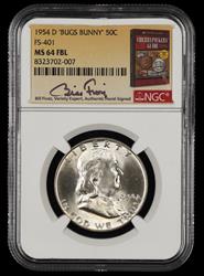 1954 D Bugs Bunny 50c FS-401 Bill Fivaz Signature Label NGC  MS64FBL