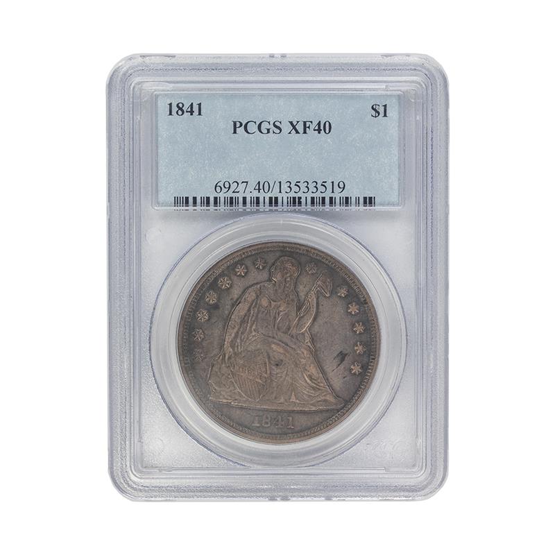 1841 Seated Liberty Silver Dollar No Motto $1, PCGS XF40 - Nice Original Appearance