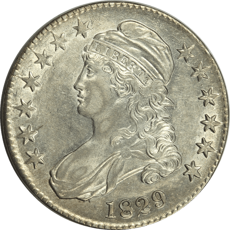 1829 Capped Bust Half Dollar 50c Circulated, Ungraded