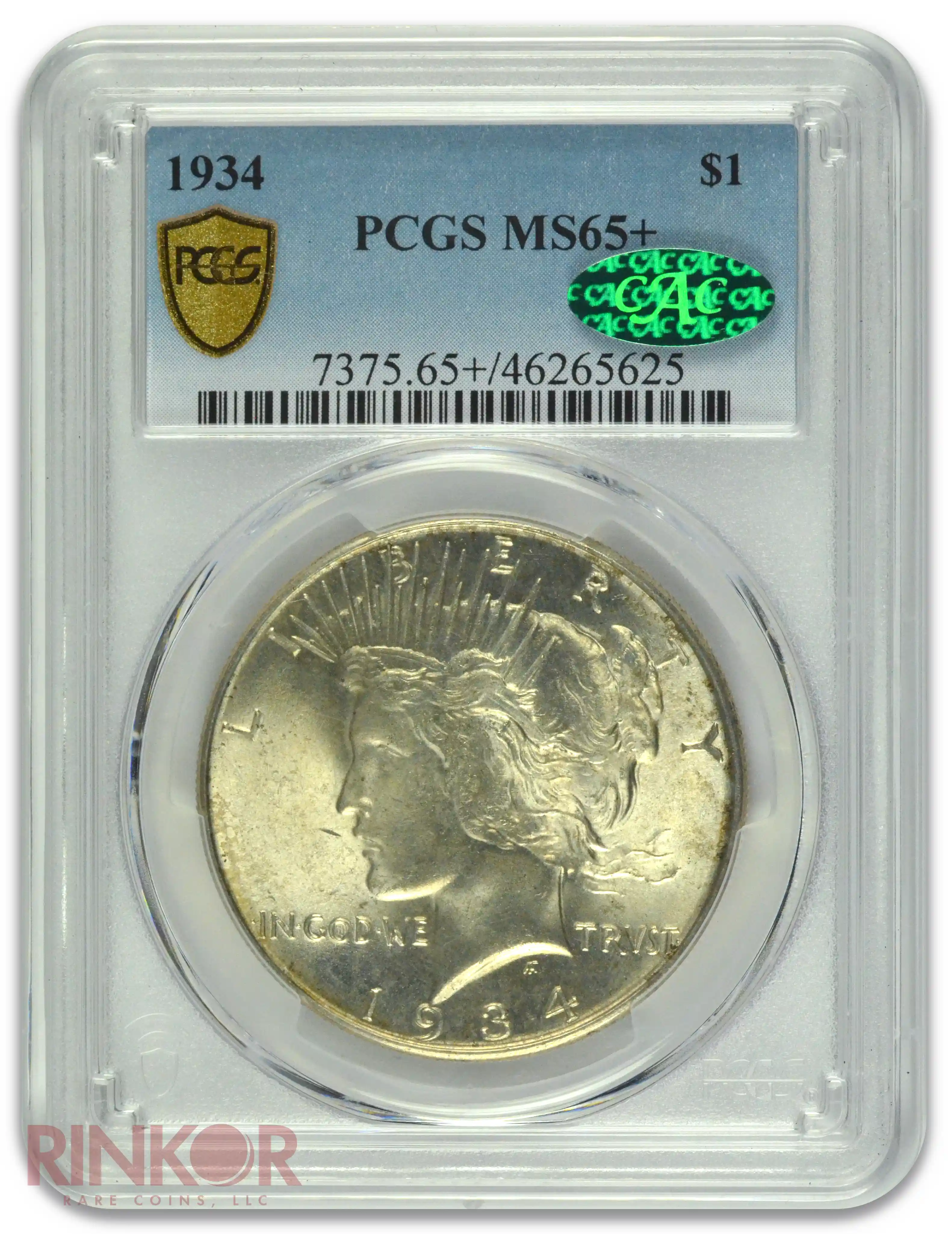 1934 $1 PCGS MS 65+ CAC