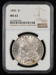 1890 $1 NGC MS 63