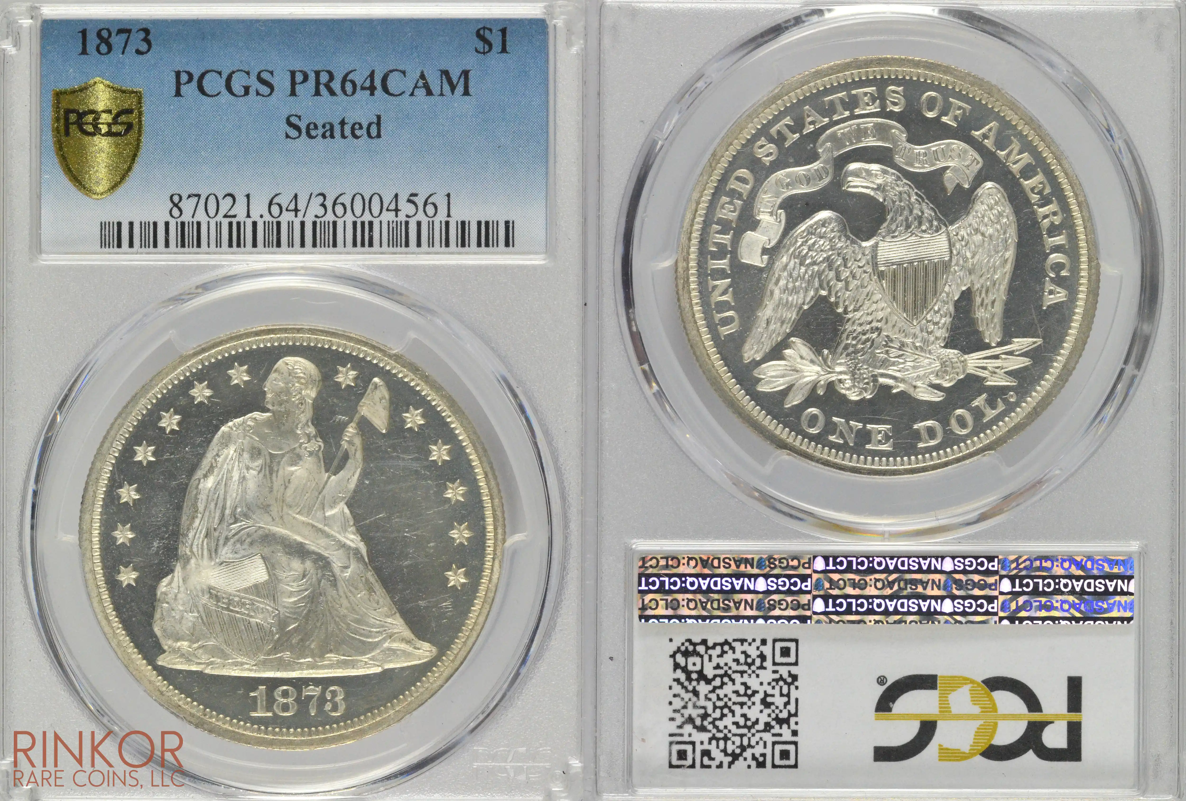 1873 $1 Seated PCGS PR 64 CAM 