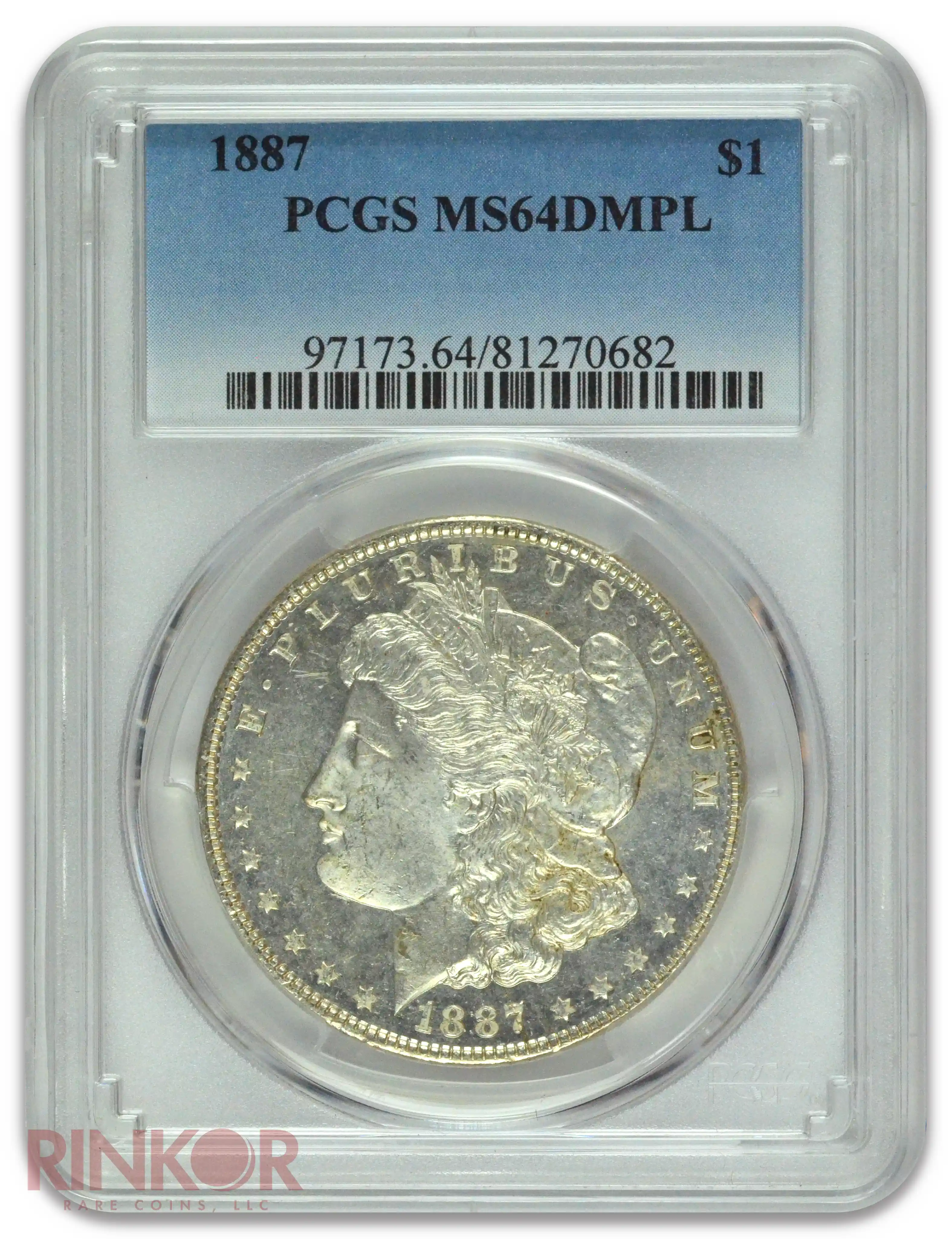 1887 $1 Morgan Dollar PCGS MS 64 DMPL