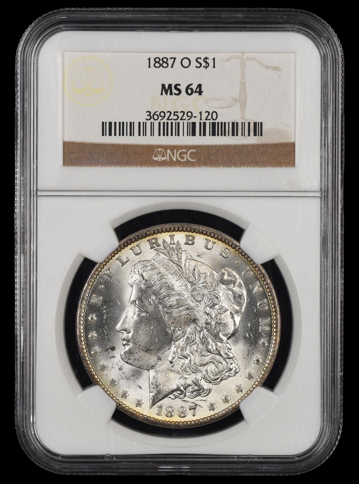 1887 O $1 NGC MS 64