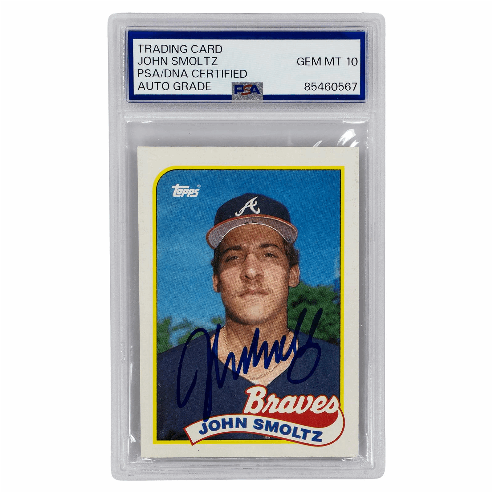 1989 Topps John Smoltz #382 PSA GEM MT 10 AUTO GRADE