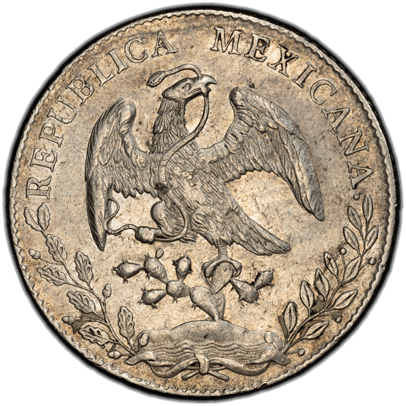 1894 Mexico. Alamos Mint. Cap & Rays 8 Reales. PCGS AU Details. Chop Mark  image 2