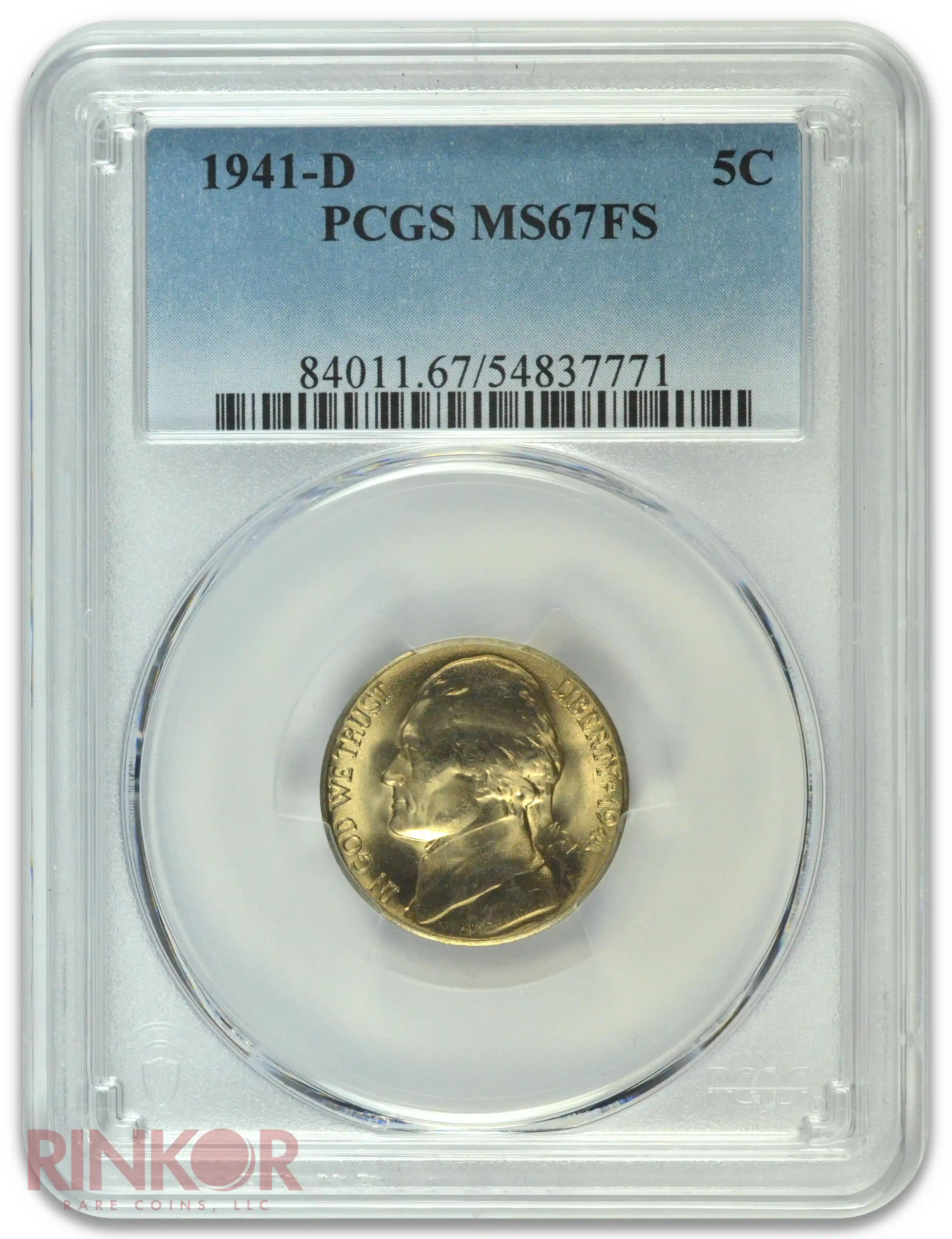 1941-D Jefferson Nickel PCGS MS 67 FS