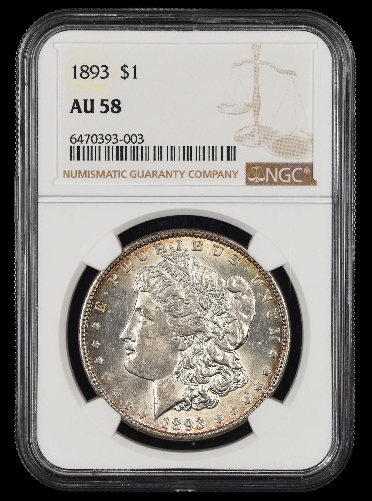 1893 $1 NGC AU-58
