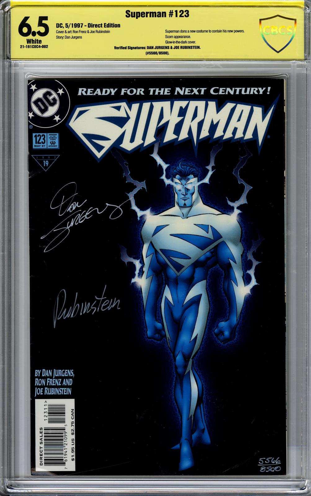 Superman #123 CBCS 6.5 (D.C., 1997) Signed by Dan Jurgens & Joe Rubenstein 