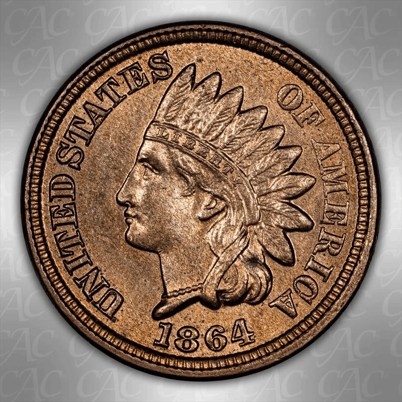 1864 Copper-Nickel 1C CACG MS 64