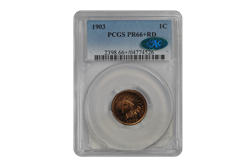 1903 1C Indian Cent - Type 3 Bronze PCGS RD (CAC) #3651-2 PR66+