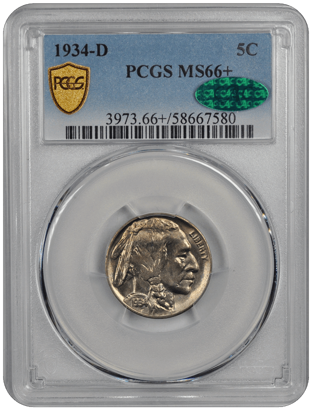 1934-D Buffalo PCGS CAC MS 66+