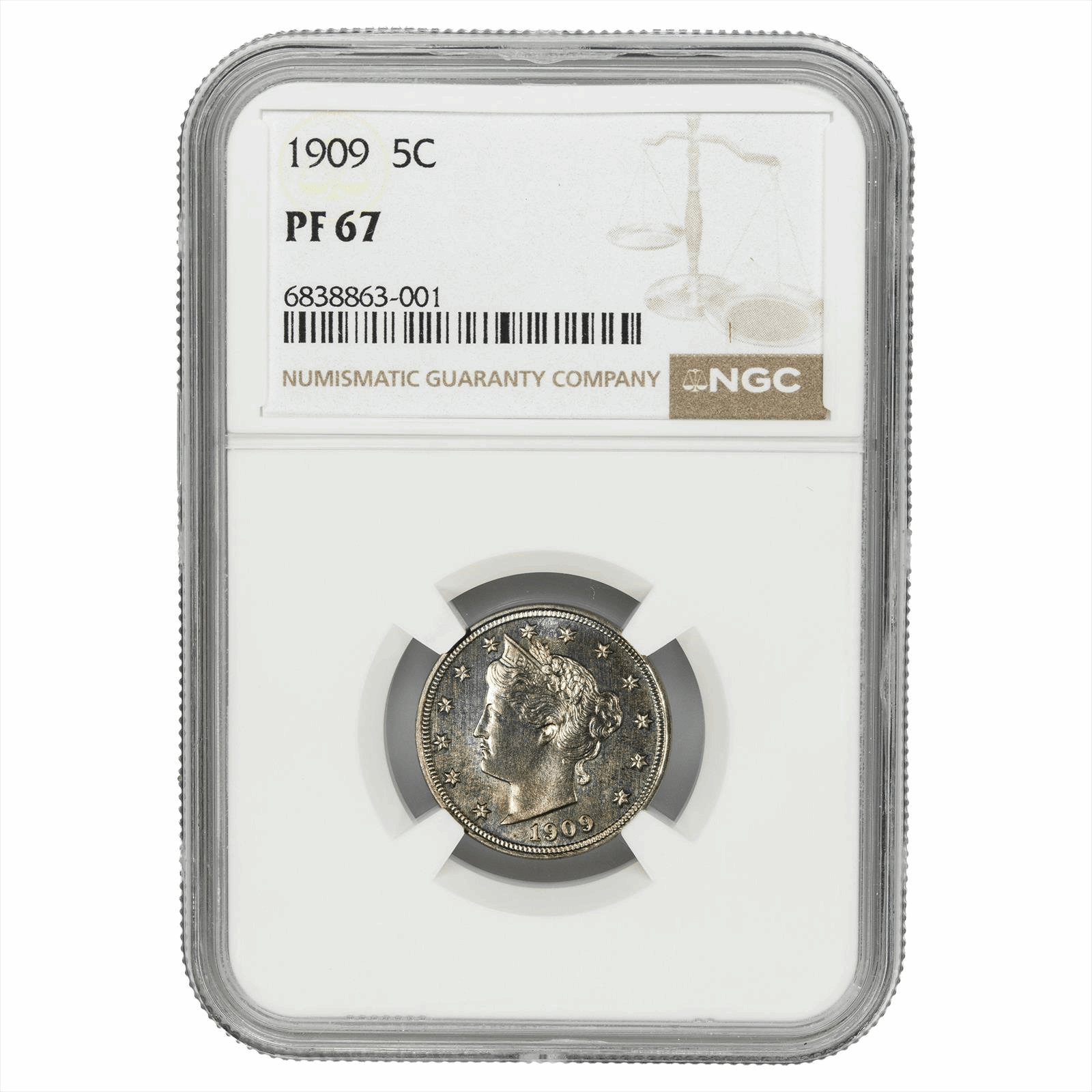1909 Liberty V Nickel 5C NGC PR 67