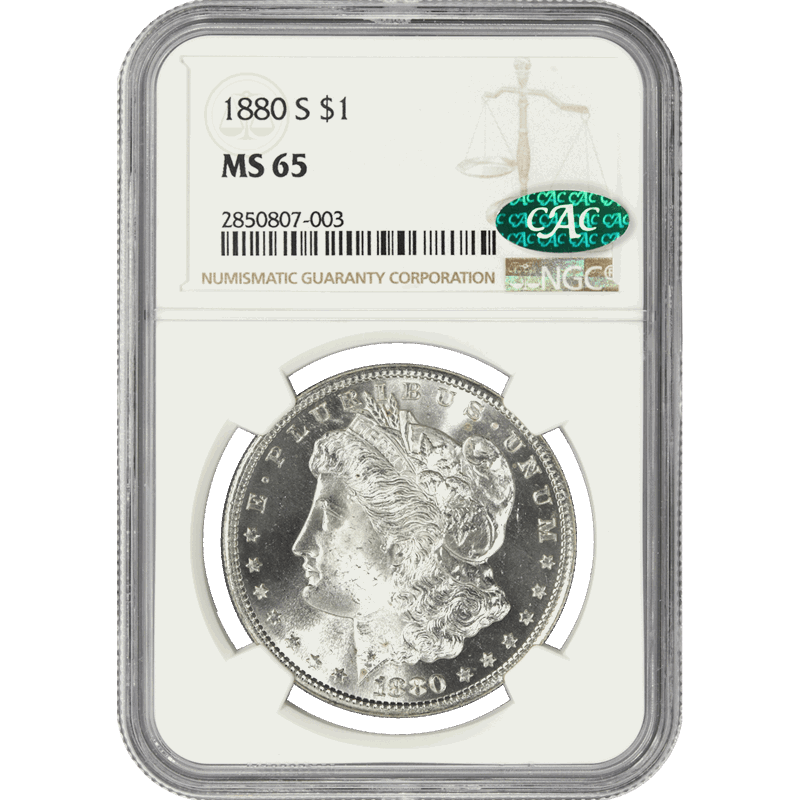 1880-S $1 Morgan Silver Dollar - VERY LUSTROUS! - PCGS MS65 CAC